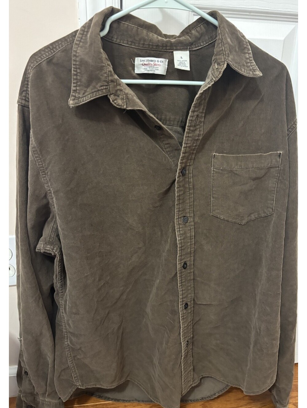 Levi Strauss & Co. Vintage Brown Corduroy Long Sleeve Button Down Shirt Women L!
